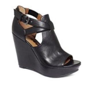 Black Open Toe Sandal Wedge